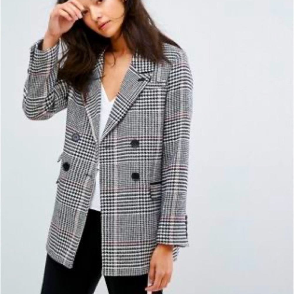 Neon Rose ASOS Houndstooth Check Longline Blazer Size: XL